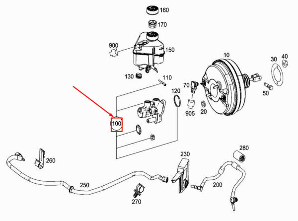 MERCEDES-BENZ S W222 Master Brake Cylinder A2224300001 ORIGINAL