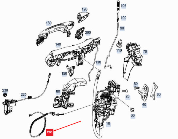 MERCEDES-BENZ GLE W167 Front Door Lock Cable A1677601400 ORIGINAL