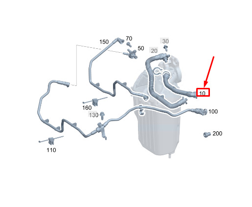 MERCEDES-BENZ C W206 Engine Bleed Line A1390101203 ORIGINAL 1 MERCEDES-BENZ C W206 Engine Bleed Line A1390101203 ORIGINAL