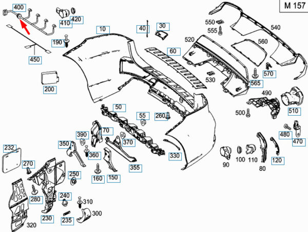 MERCEDES-BENZ GLE W166 Rear Parking Sensor Wiring A1664401432 ORIGINAL