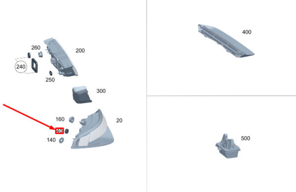 MERCEDES-BENZ S W223 Rear Outer Lamp Seal A2238262400 ORIGINAL