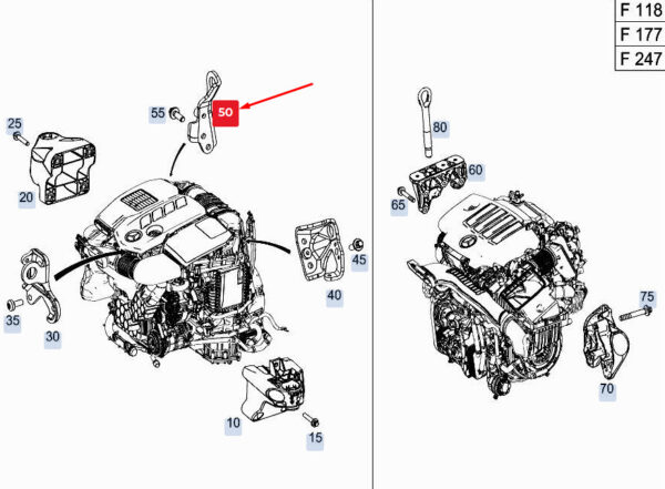 MERCEDES-BENZ GLE W167 Engine Lifting Eye A6542240200 ORIGINAL