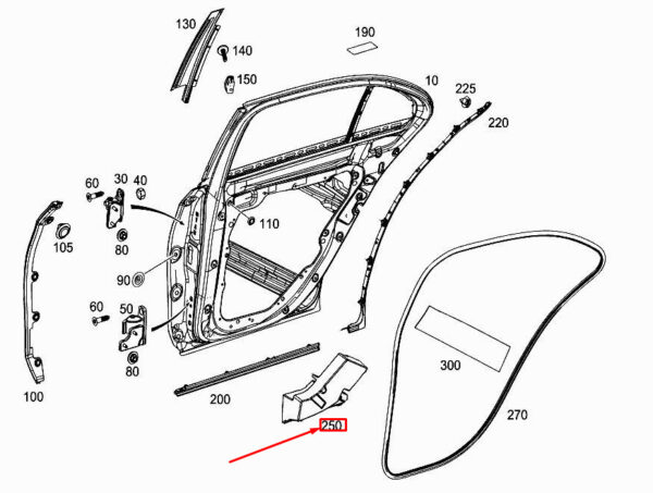 MERCEDES-BENZ E W213 Rear Right Door Reinforcement A2137370216 ORIGINAL