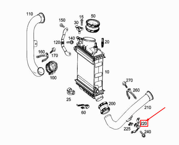 MERCEDES-BENZ C Coupe C205 Left Charge Air Line Bracket A2760901641 ORIGINAL