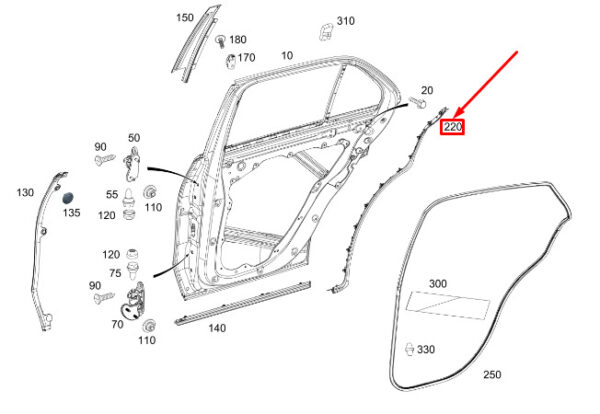 MERCEDES-BENZ GLS X167 Rear Left Door Cover Strip A1676980902 ORIGINAL
