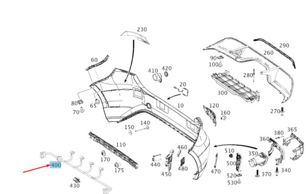 MERCEDES-BENZ A W176 Rear Parking Aid Wiring A2465401905 ORIGINAL