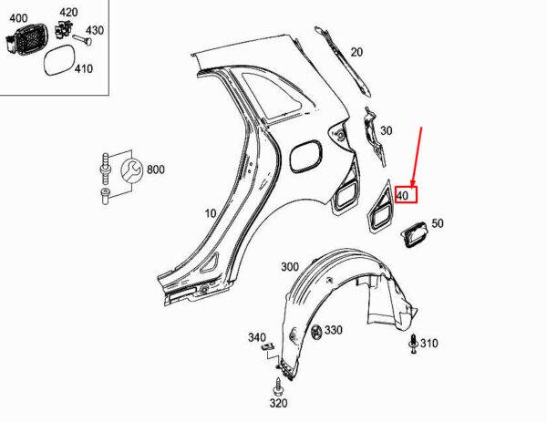 MERCEDES-BENZ B W246 Rear Left Fender Connecting Panel A2466371981 ORIGINAL