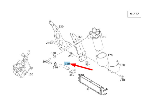 MERCEDES-BENZ C W203 Low Temperature Cooler Hose A2035012482 ORIGINAL
