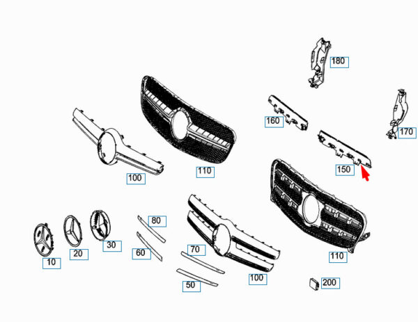MERCEDES-BENZ GLA-CLASS X156 Front Grille Left Air Guide A1568880738 ORIGINAL