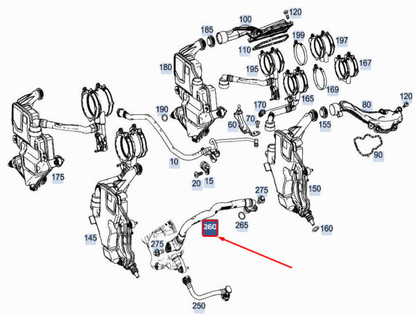 MERCEDES-BENZ E W213 Left Cylinder Head Cover Vent Line A1770105403 ORIGINAL