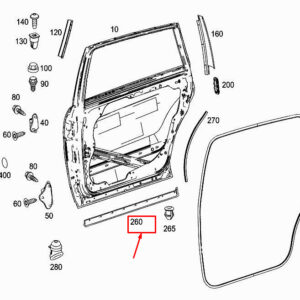 MERCEDES-BENZ R W251 Rear Right Door Strip A2516903662 ORIGINAL