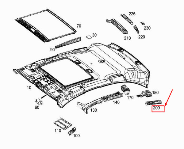 MERCEDES-BENZ GLC X253 Rear Right Roof Absorber A2536924600 ORIGINAL