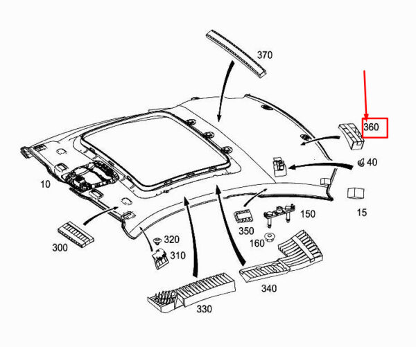 MERCEDES-BENZ C Coupe C205 Rear Left Roof Absorber A2056925760 ORIGINAL