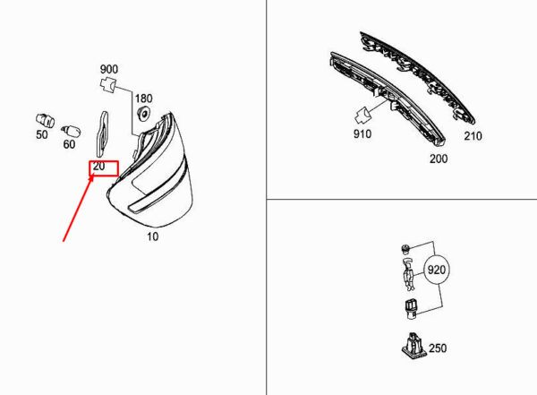 MERCEDES-BENZ SLK R172 Rear Right Light Housing Gasket A1728260191 ORIGINAL