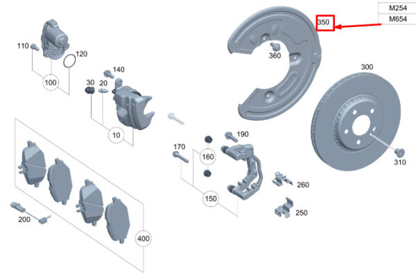 MERCEDES-BENZ C S206 Rear Left Brake Disc Protection A0004233900 ORIGINAL