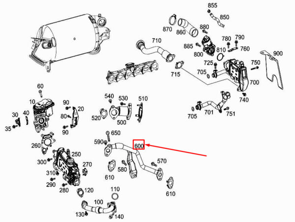 MERCEDES-BENZ S W222 Engine Coolant Line A6562031300 ORIGINAL