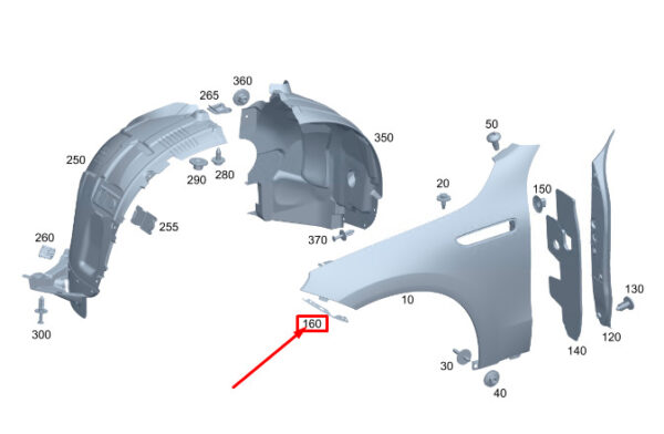 MERCEDES-BENZ EQC Front Left Fender Chafe Protection A2939870100 ORIGINAL