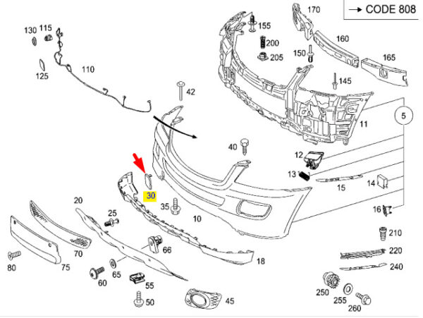 MERCEDES-BENZ M-CLASS W164 Front Bumper Tow Eye Cover A16488534239040 New