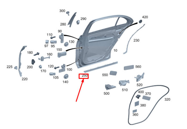 MERCEDES-BENZ S W223 Rear Left Lower Door Seal Rubber A2237305100 ORIGINAL