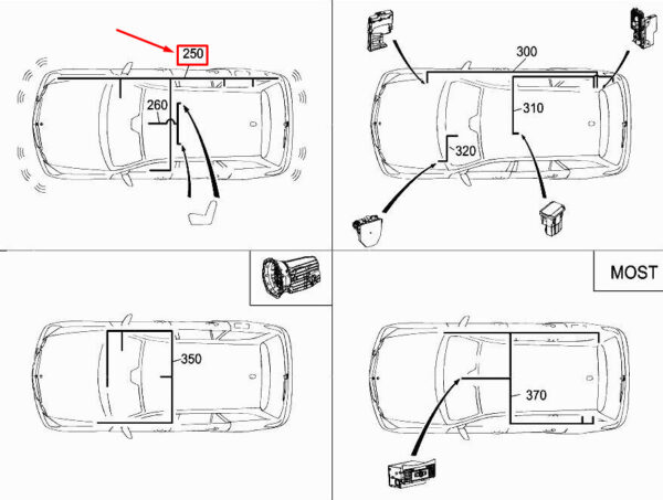 MERCEDES-BENZ E W212 Parktronic System Wiring Harness A2124401007 ORIGINAL