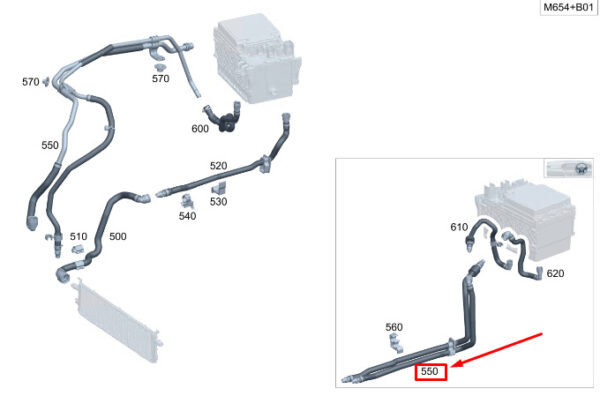 MERCEDES-BENZ C S206 Engine Coolant Hose A2065017800 ORIGINAL