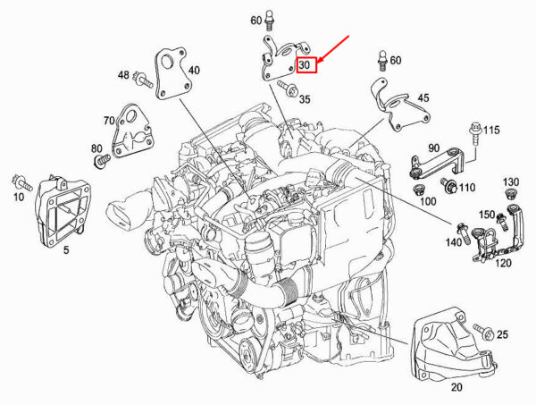 MERCEDES-BENZ E Cabrio A207 Rear RH Engine Lifting Eye A6422241443 ORIGINAL
