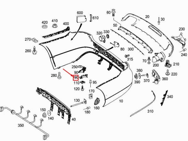 MERCEDES-BENZ CLS C218 Rear Right Bumper Cover Bracket A2188852714 ORIGINAL