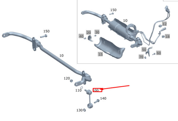 MERCEDES-BENZ GLE W167 Rear Right Stabilizer Link A1673203204 ORIGINAL