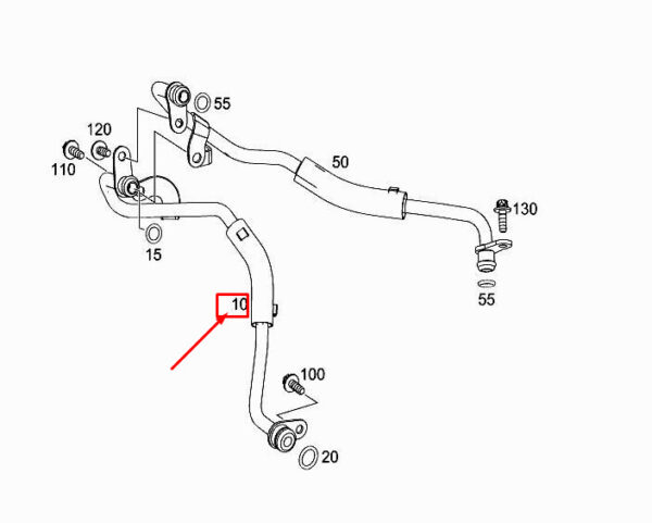 MERCEDES-BENZ CLS C257 Turbocharger Water Line A2562030002 ORIGINAL