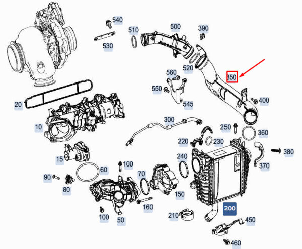 MERCEDES-BENZ A W177 Engine Charged Air Line A6540980207 ORIGINAL