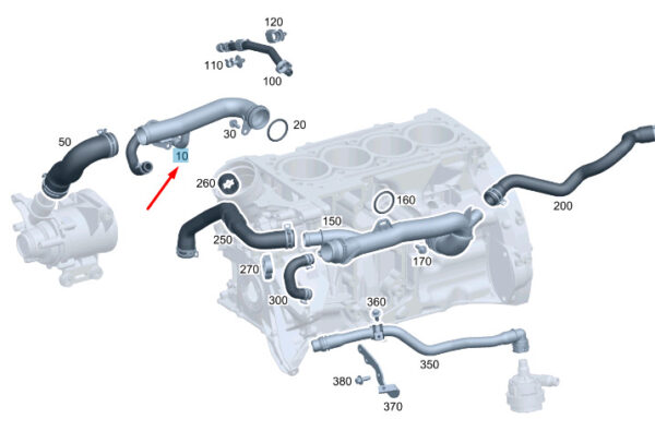 MERCEDES-BENZ CLS C257 Coolant Line A2642000800 ORIGINAL