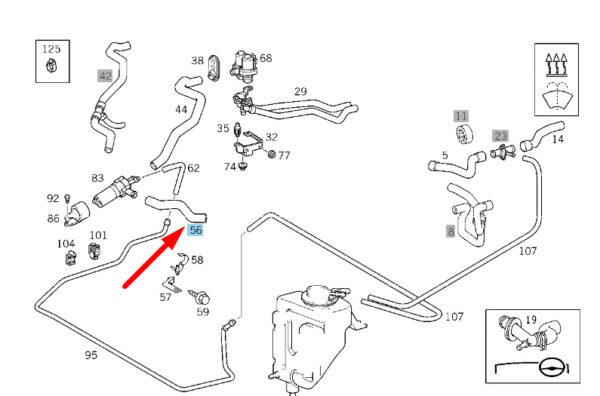 MERCEDES-BENZ E W210 Recirculating Pump To Engine Hose A2108324794 ORIGINAL