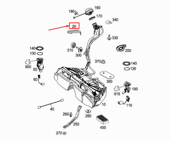 MERCEDES-BENZ E W212 Vent Line Bracket A2124750040 ORIGINAL