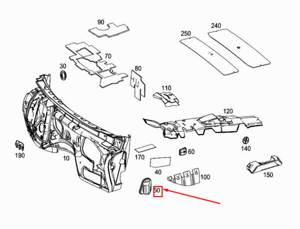 MERCEDES-BENZ ML W166 Left Bottom A-Pillar Damping A1666820330 ORIGINAL