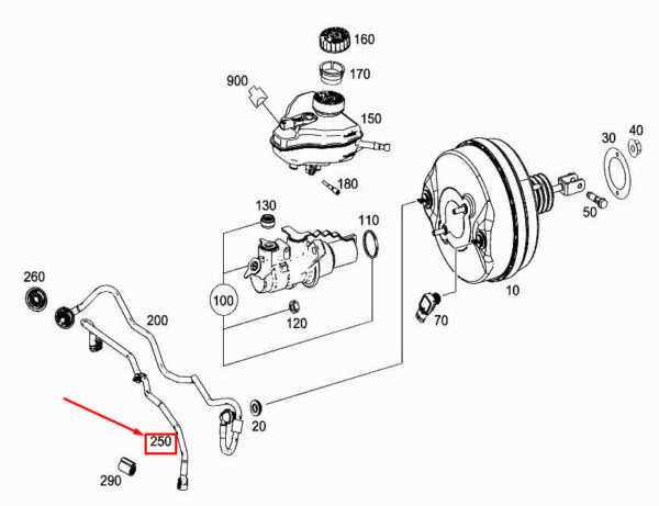 MERCEDES-BENZ CLS C257 Brake Booster Vacuum Line A2054301929 ORIGINAL