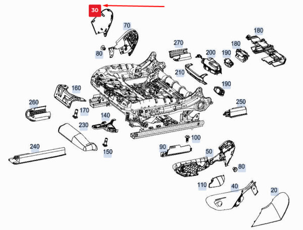 MERCEDES-BENZ GLE W167 Right Seat Height Adjust Cover A1679191800 ORIGINAL