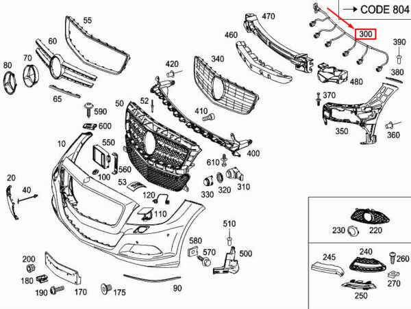 MERCEDES-BENZ CLS C218 Front Bumper Wiring Harness A2185405805 ORIGINAL