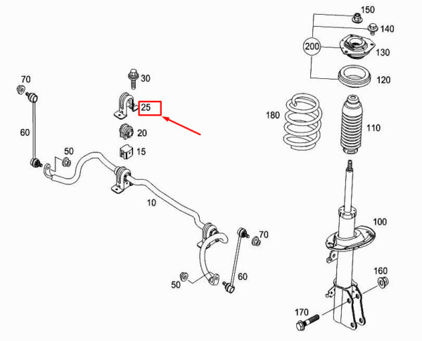 MERCEDES-BENZ CITAN W415 Torsion Bar Retaining Bracket A4153260026 ORIGINAL