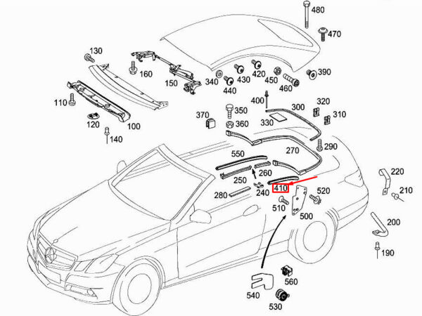 MERCEDES-BENZ E Cabrio A207 Rear LH Roof Retaining Rail A2097700705 ORIGINAL