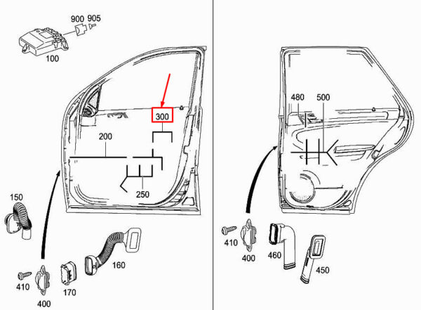 MERCEDES-BENZ R W251 Front Left Door Wiring Harness A2514405132 ORIGINAL