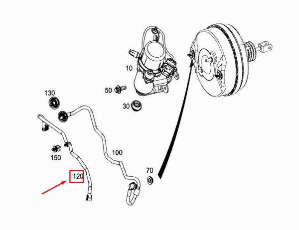 MERCEDES-BENZ GLC X253 Brake Vacuum Line A2054301029 ORIGINAL