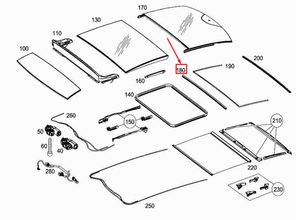 MERCEDES-BENZ B W246 Rear Glass Roof Sealing A2047830196 ORIGINAL