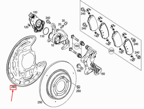 MERCEDES-BENZ A W177 Rear Left Brake Disk Cover Plate A2474230900 ORIGINAL