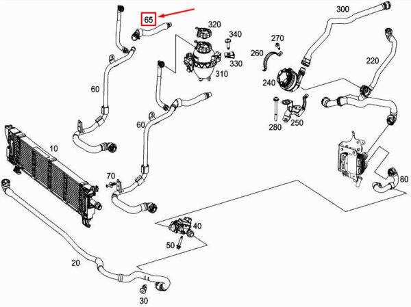 MERCEDES-BENZ GLC X253 Engine Coolant Hose A2135015802 ORIGINAL