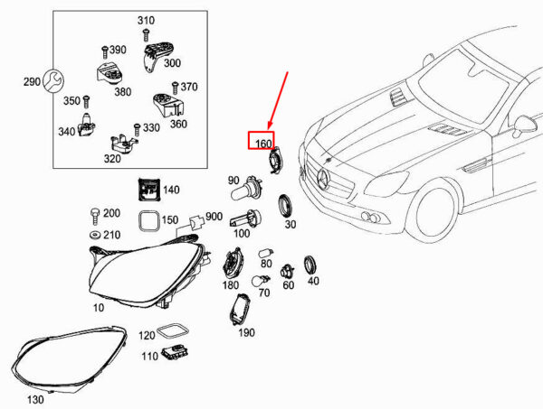MERCEDES-BENZ SLK R172 Left Lighting Protective Cover A0008262900 ORIGINAL