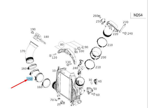 MERCEDES-BENZ CLS C257 Right Charge Air Line A2640980100 ORIGINAL