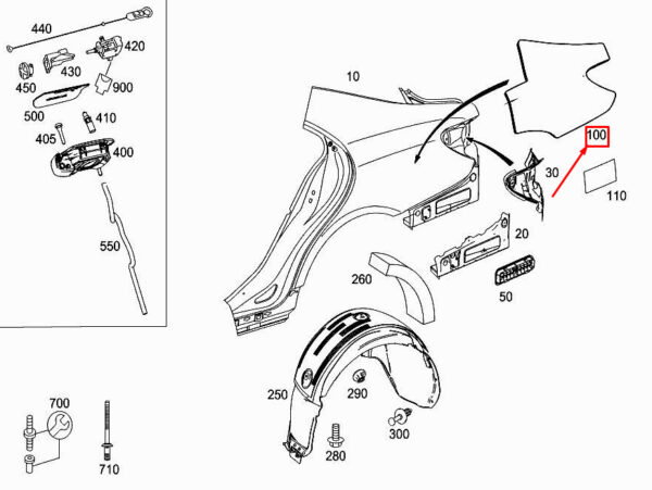 MERCEDES-BENZ CLS C218 Rear Left Fender Damping A2186820104 ORIGINAL