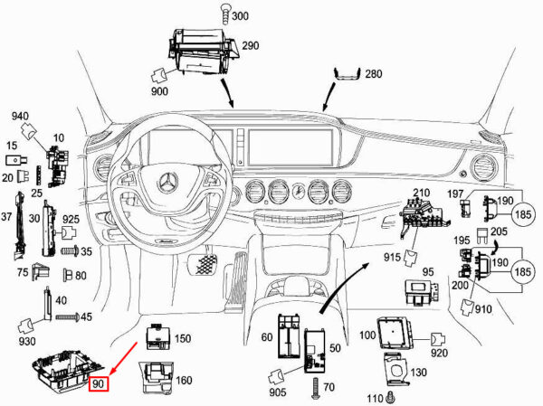 MERCEDES-BENZ S W222 Left A-Pillar Bracket A0065450240 ORIGINAL