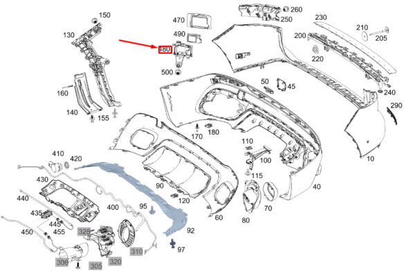 MERCEDES-BENZ GLB X247 Rear Right Radar Sensor Bracket A2478212400 ORIGINAL