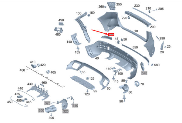 MERCEDES-BENZ GLA H247 Rear Bumper Right Trim A2478859206 ORIGINAL